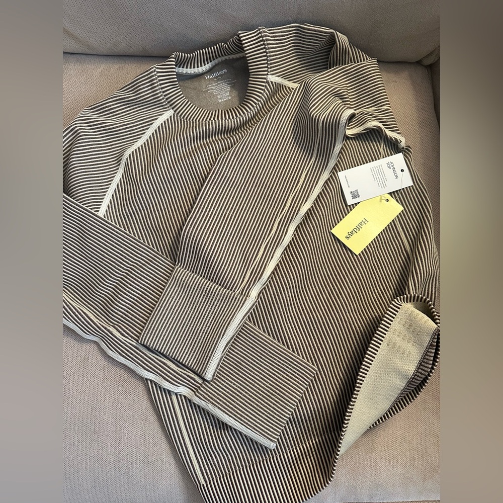 Halfdays Johnson Top - NWT Spiked Cocoa and Oatmilk Size XL